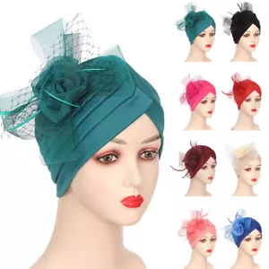 African Women Hijab Flower Hats Muslim Turban Wrap Chemo Cancer Caps Headscarf - Picture 1 of 26