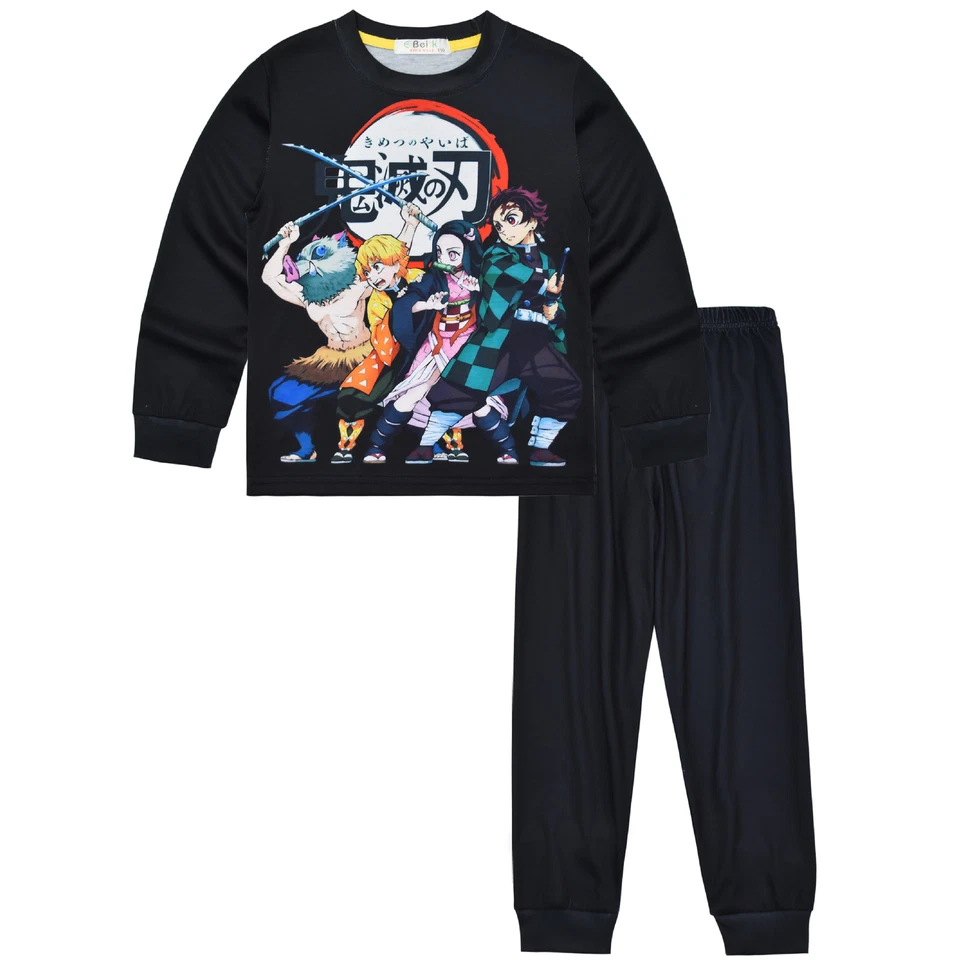Demon Slayer Pyjamas Kids Set Cosplay Costume Long Sleeved T-shirt+Pants Outfits