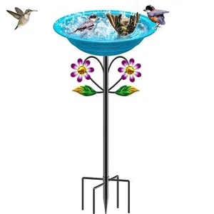 Metal Bird Bath for Outside Garden Birdbath Bowl Freestanding Bird Feeders fo... - Picture 1 of 7