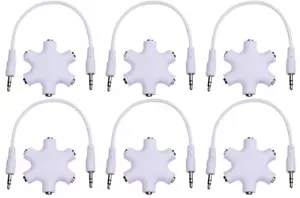 Adaptador de auriculares múltiples divisor de audio 6X 3,5 mm 1 macho a 5 hembra 6 piezas - Imagen 1 de 8