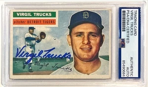 1956 Topps Virgil Trucks Detroit Tigers Signed Auto Card #117 PSA DNA - Picture 1 of 2