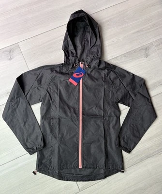 ASICS Black Full Zip Hoodie Windbreaker Jacket Packable Unisex Size Small NEW - Image 1 of 4