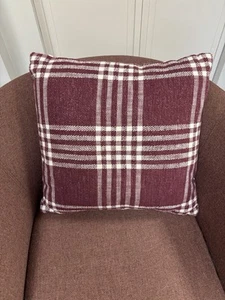 Reversible Cotton Woven Plaid Square Throw Pillow Burgundy/Cream - Threshold - Picture 1 of 2