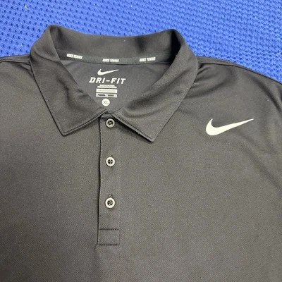 NIKE TENNIS Performance Dri-Fit Black Short Sleeve Polo Shirt XL - Image 1 of 4