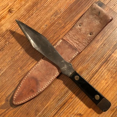 Cuchillo Olsen Knife Co vintage de la Guerra Fría años 60 70 y funda de cuero marrón Foto 1 de 4