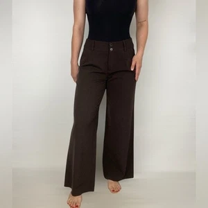 NANETTE LEPORE Wide Leg Pleated Brown Trousers Business Work - Picture 1 of 6
