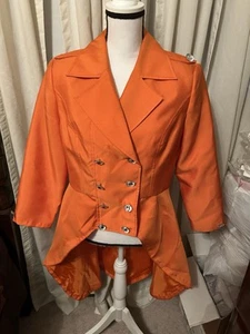 Lisa Rene Suit Jacket And Skirt Orange Long Tail Easter Size 10 - Picture 1 of 11
