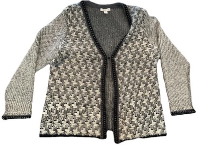 Suéter Coldwater Creek Grande Gris Alpaca Mohair Lana Cárdigan Pata de Gallo 1X 18 Foto 1 de 4