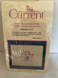 Current Baby Congratulations Counted Cross Stitch Card Kit New 1989 - Picture 1 of 2