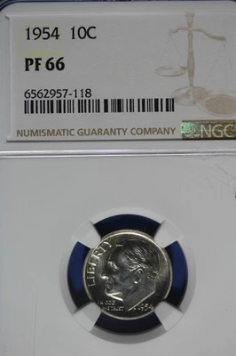 1954 NGC 10C PF66 ROOSEVELT DIME #B50728 - Image 1 of 2