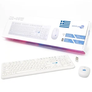 Kit Mouse And Keyboard Wireless Layout Greek Gr Greek White Kit Set M&K - Picture 1 of 6