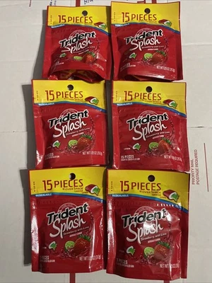 Trident Splash Strawberry with Lime (6 Packs 15 Piece Packs-90  Pieces Total) - Image 1 of 2