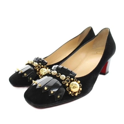 Zapatos de salón Christian Louboutin Oaxacana 45 gamuza tachonados negros EU38.5 US8-8.5 con CAJA Foto 1 de 4