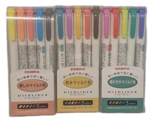 ZEBRA Mildliner Brush and Marker Fluorescent Stifte Set 5 Stück/Packung - Bild 1 von 5