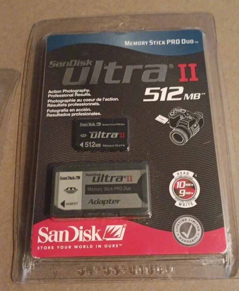 SanDisk Ultra II 512 MB Memory Stick PRO Duo With Adapter New Factory Sealed - Image 1 of 2