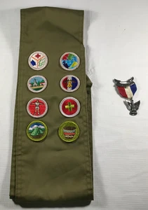1970-1978 Eagle Scout Robbins 5 Medal Merit Badge Sash - Picture 1 of 12