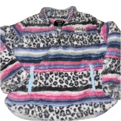 New $48.00 HURLEY Girls Quality Sherpa Printed Quarter-zip Jacket - Size: 6X/6 - Image 1 of 4