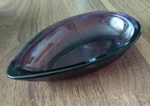 Oval Bowl Art Glass Hand Blown Candy Trinket Dish Purple Bowl - Picture 1 of 7