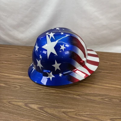 Sombrero duro mediano de ala completa con bandera americana certificado por MSA Foto 1 de 4