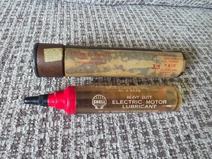 Vtg Shell Handy Oil Oiler Plastic Can Advertising Milwaukee Shipping Tube Gas - Picture 1 of 9