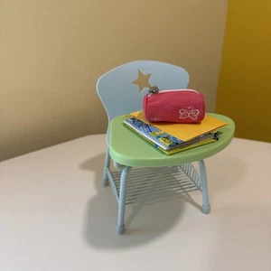 Retired American Girl Desk Set- Green and Blue With Book Folder and Bag Adorable - Picture 1 of 11