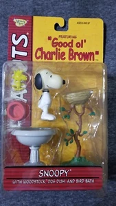 Peanuts Good ol Charlie Brown Snoopy Woodstock Bird Bath Memory Lane Figure Rare - Picture 1 of 4