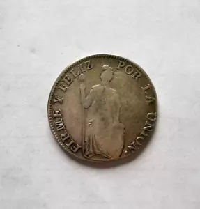 1836 CUZco B PERU 4 Reales Silver Coin Cusco Mint - Picture 1 of 5