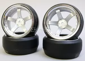 Ruote RC 1/10 DRIFT 0 gradi 5 stelle 6+9 mm sfalsatore offset ARGENTO CON CROMO (4 PZ) - Foto 1 di 8