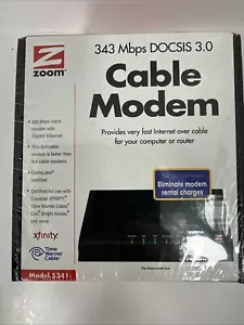 Zoom Cable Modem 343 MBPS DOCSIS Model 5341-00-03J Use With Xfinity TWC Cox Etc - Picture 1 of 4