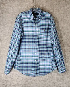 Ralph Lauren Shirt Mens Medium Blue Green Plaid Long Sleeve Button Down Oxford - Picture 1 of 13