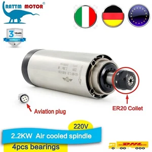 『IT』 CNC 2200W 2.2KW ER20 Air Cooled Spindle Motor Engraving 24000RPM 400HZ 80MM - Foto 1 di 7