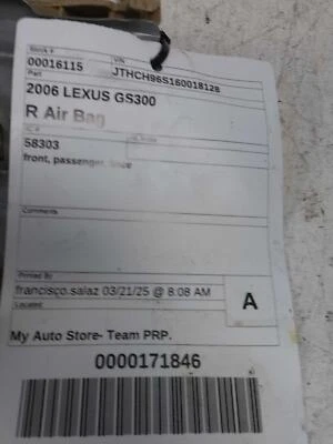2006 Lexus GS300 Instrument Panel Air Bag Blue OEM 389673 Used 170k Miles Foto 1 de 4