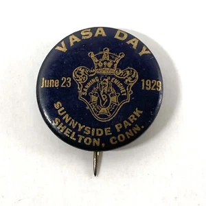 VASA Day Sunnyside Park Shelton Connecticut CT Vintage 1929 Pin Botón Insignia Antiguo - Imagen 1 de 3