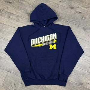 Michigan Wolverines Sweatshirt Adult Large Navy Blue Hoodie UofM - Picture 1 of 6