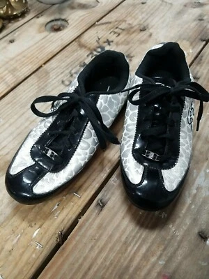 Zapatos deportivos elegantes para dama negros/blancos plateados manchas de leopardo talla 6,5 Foto 1 de 4