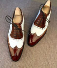 New Handmade Genuine Two Tone Leather Oxford Goodyear Welted Wingtip Dress Shoe