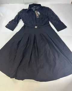 NWT Miusol Dress Black Lace Bodice Fit & Flare Size M Party Cocktail Evening - Picture 1 of 9
