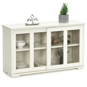 Storage Cabinet Sideboard Buffet Cupboard Glass Sliding Door Pantry Kitchen New - Picture 1 of 8