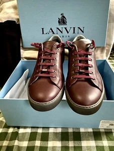 LANVIN Sneakers Low Top Nappa Calfskin BURGUNDY Size EUR 39 US 8 MRSP $ 550 - Picture 1 of 4