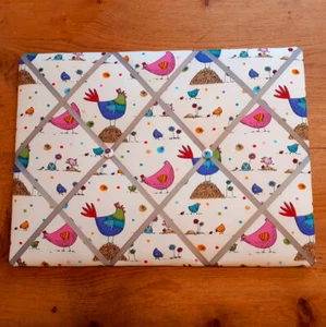 Beautiful Fabric Noticeboard, Textiles Francais Clucky Hens Fabric, Handmade - Picture 1 of 6
