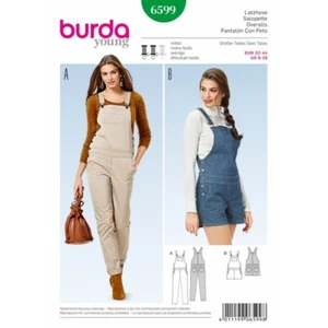 Burda Young Bibbed Trousers Overalls Dress Sewing Pattern 6599 - Picture 1 of 2