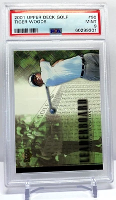 2001 Upper Deck Golf Rookie Leaderboards Tiger Woods No.90 PSA 9 - Image 1 of 2