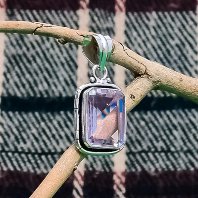 Valentine's Day Pink Kunzite Gemstone 925 Sterling Silver Handmade Pendant 2.4" - Image 1 of 3