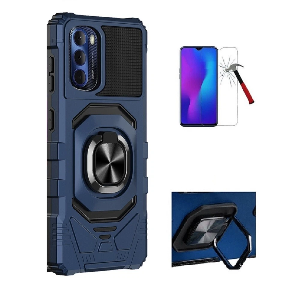 Funda híbrida con soporte de anillo para Nokia G400 5G + vidrio templado Foto 1 de 1