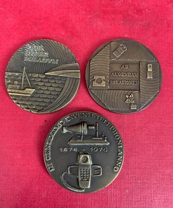 CTNE TELEFÓNICA BRONCE Challenge Coin Set Monedas Conmemorativas 1974-1976-1977 - Imagen 1 de 8