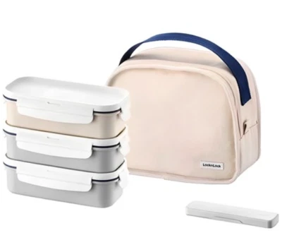 Lock n Lock Lunch Box Set 3 Layers Daily Cotton Dosilock with Bag Chopsticks - Image 1 of 4