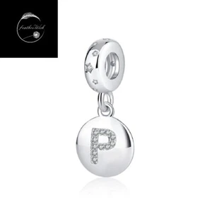 Letter P Alphabet Initial Name Pendant Dangle Charm Genuine Sterling Silver 925 - Picture 1 of 9