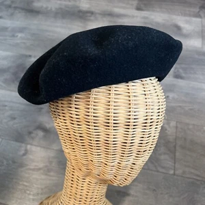 VTG Berrion Boina Exposicion Black Wool Baret 54 9 1/2 - Beret Impermeable - Picture 1 of 9