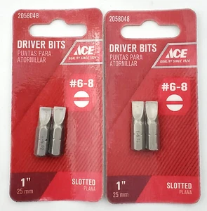 Lot of 2 Packs Ace Hardware 2058048 #6-8 Slotted Screw Driver Bits 1" Long - Picture 1 of 8