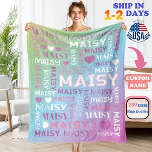Manta Palabras Personalizadas Nombre/Letra Mantas Tiro Regalo para Sofá Cama - Imagen 1 de 7